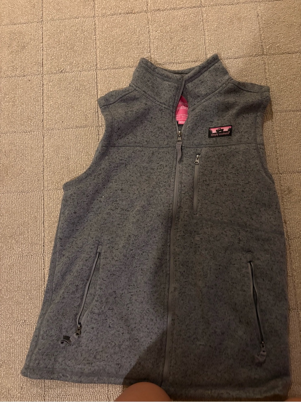 Simply Southern Kids Gray Fleece Vest with Zip Pockets